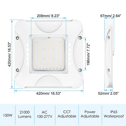 SHL 150W LED Canopy Light UL DLC Certified CCT Wattage Adjustable IP65