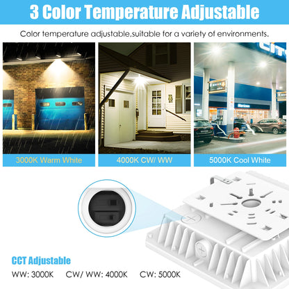 SHL 100W LED Canopy Light ETL DLC Certified CCT Wattage Adjustable IP65