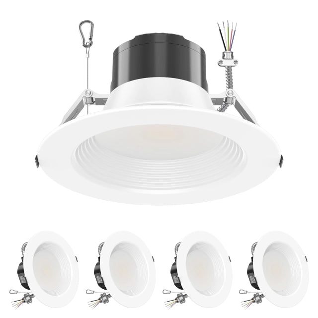 SHL 4 Pack 8' Inch Recessed LED Commercial Downlight Wattage Adjustable 36W/27W/18W 5CCT TUNABLE Max 5000K 120-347VAC 0-10V Dimmable LED Fixture