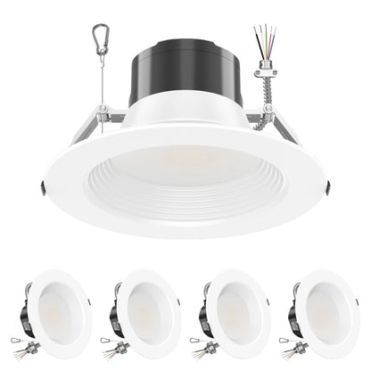 SHL 4 Pack 8' Inch Recessed LED Commercial Downlight Wattage Adjustable 36W/27W/18W 5CCT TUNABLE Max 5000K 120-347VAC 0-10V Dimmable LED Fixture