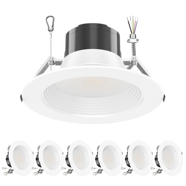 SHL6 Pack 6' Inch Recessed LED Commercial Downlight Wattage Adjustable 27W/19W/13W 5CCT TUNABLE Max 5000K 120-347VAC 0-10V Dimmable LED Fixture