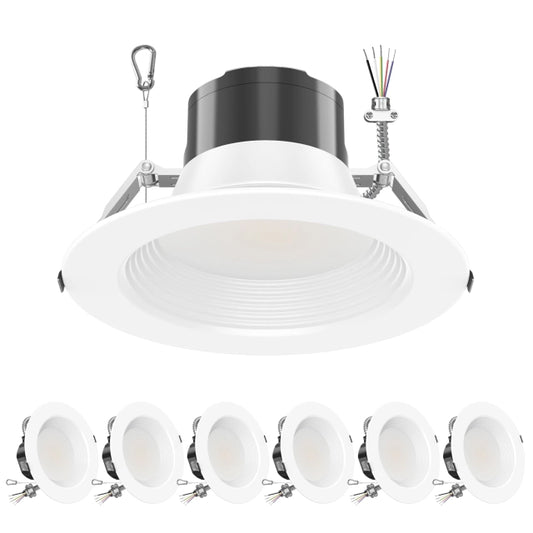 SHL6 Pack 6' Inch Recessed LED Commercial Downlight Wattage Adjustable 27W/19W/13W 5CCT TUNABLE Max 5000K 120-347VAC 0-10V Dimmable LED Fixture