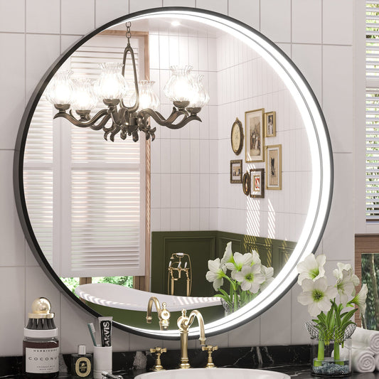 SHL ETL Certificated Frontlit Metal Frame Round Bathroom Mirror
