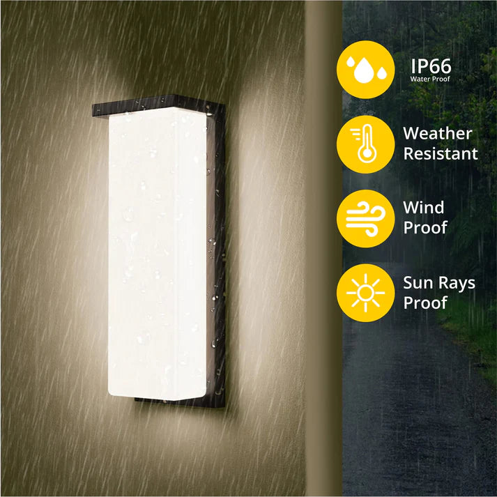 LED Outdoor Wall Sconce – 18W/20W/22W Selectable, 3000K/4000K/5000K CCT Tunable – Black Finish – Weatherproof Exterior Light with 3-Year Warranty